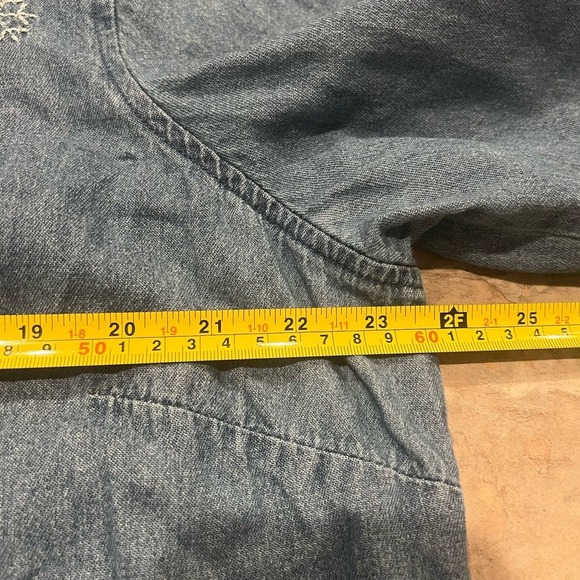 90s Denim Button Up Christmas Shirt Snowman Embroidered Holiday Top Womens XL - Picture 9 of 10